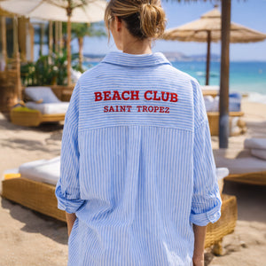 Camicia da Spiaggia in Puro Cotone Rigato - Beach Club