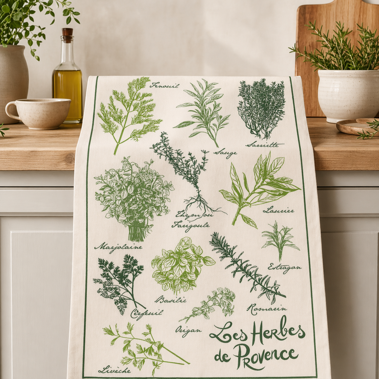 Canovaccio in Puro Cotone Fantasia Floreale - Les Herbes