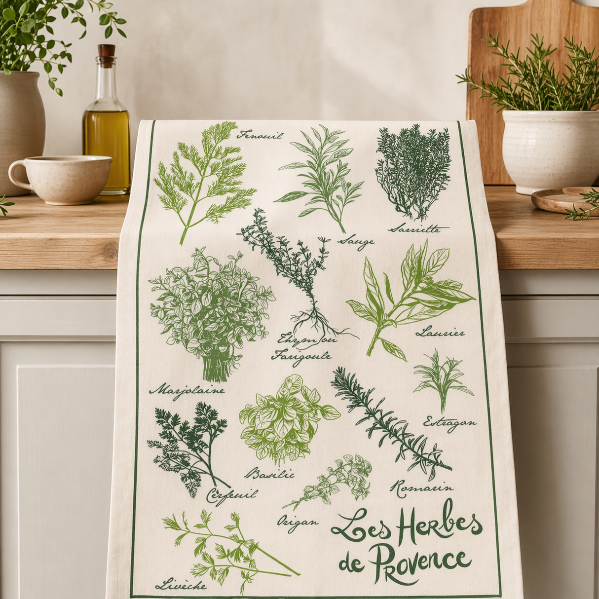 Canovaccio in Puro Cotone Fantasia Floreale - Les Herbes