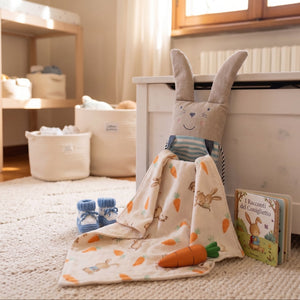 Coperta Estiva in Cotone con Peluche Porta Coperta - Bunny