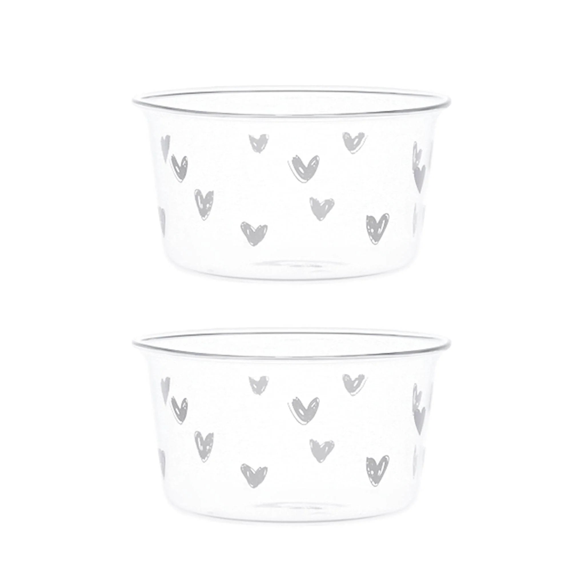 Set 2 Coppette in Vetro Borosilicato Serigrafata - Tappezzeria Cuori