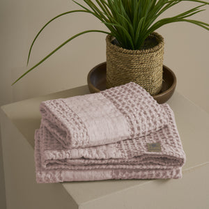 Coppia Nido d'Ape Stonewashed con Bordo in Lino - Jaspy