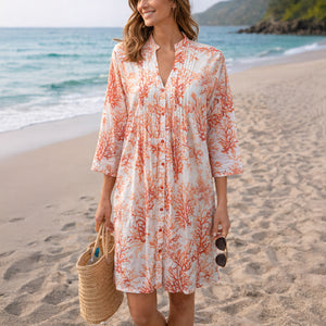 Copricostume in Puro Cotone Fantasia Corallina - Phocea