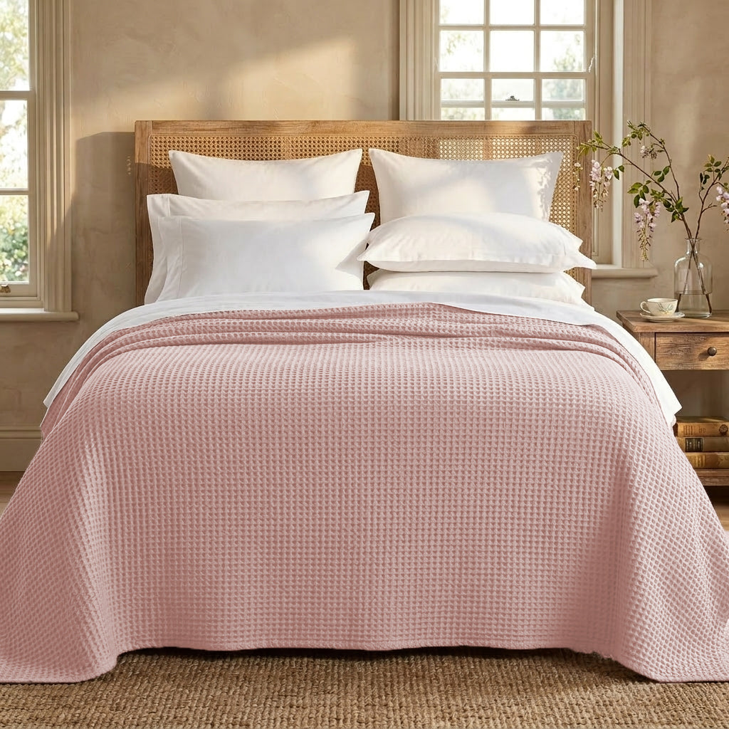 Copriletto in Cotone a Nido d'Ape StoneWashed No Stiro - Anthony