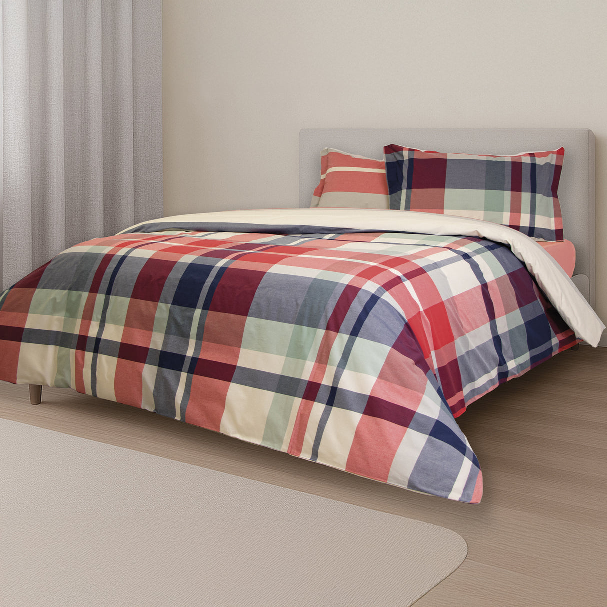 Parure Copripiumino in Percalle di Cotone Tinto in Filo - Galway