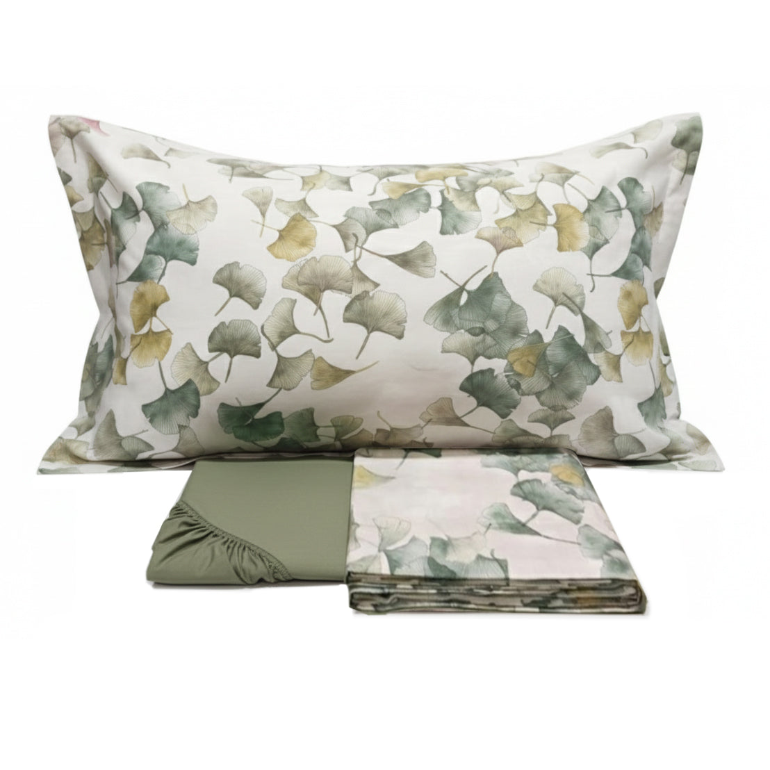 Completo Lenzuola in Flanella Di Cotone Fantasia - Ginkgo