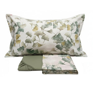 Completo Lenzuola in Flanella Di Cotone Fantasia - Ginkgo