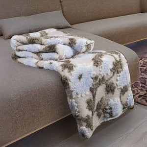 Coperta in Lana Cotta Fantasia Floreale con finitura Punto Cavallo - Fiordaliso