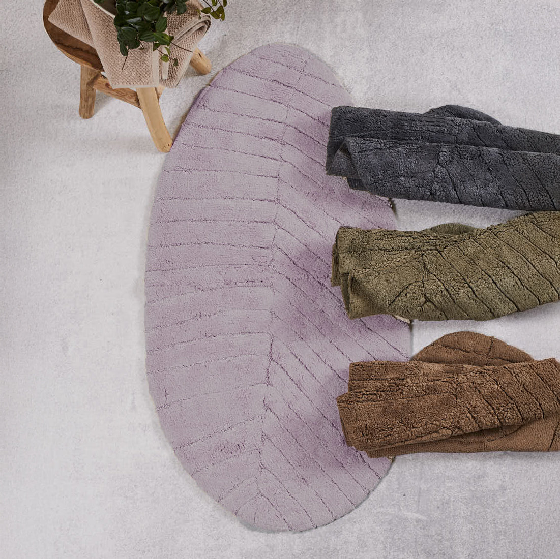 Tappeto in Puro Cotone con Trattamento Antiscivolo - Foglia