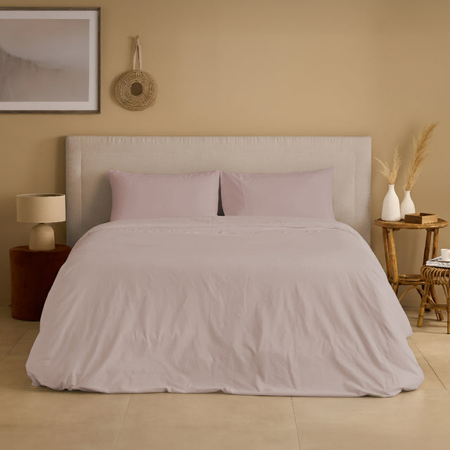Completo Copripiumino Cotone e Lino StoneWashed No Stiro - Loira