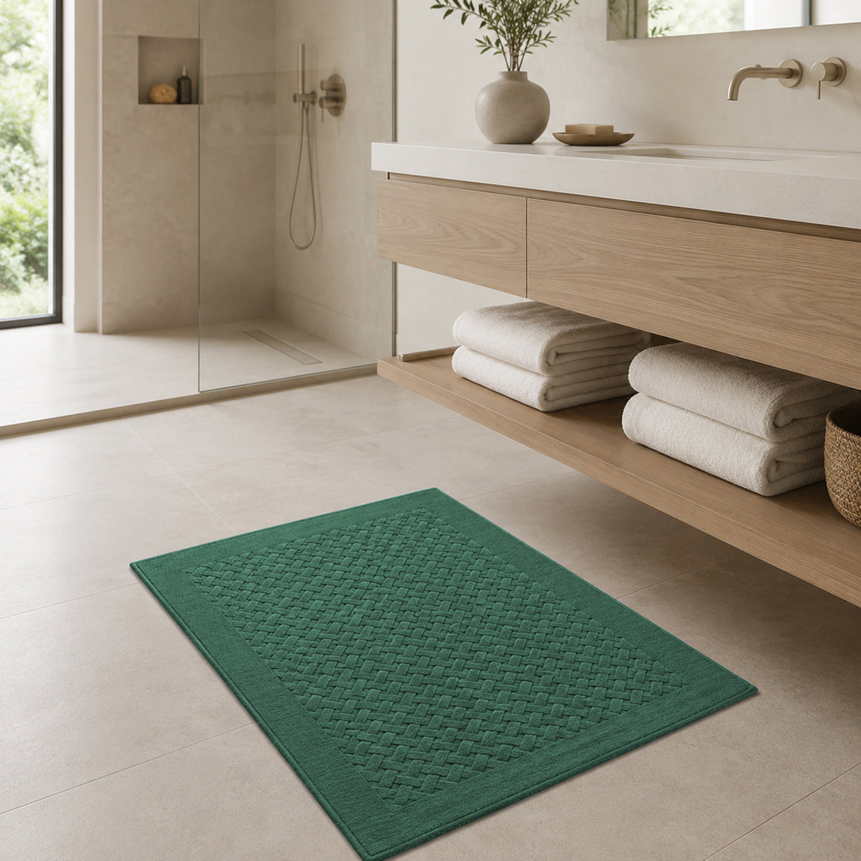 Tappeto in Spugna di Puro Cotone Tinta Unita - Perla