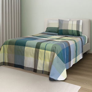 Completo Lenzuola in Percalle di Puro Cotone Tinto in Filo - Lisburn