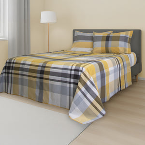 Completo Lenzuola in Percalle di Puro Cotone Tinto in Filo - Tallinn