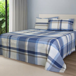 Completo Lenzuola in Percalle di Puro Cotone Tinto in Filo - Westport