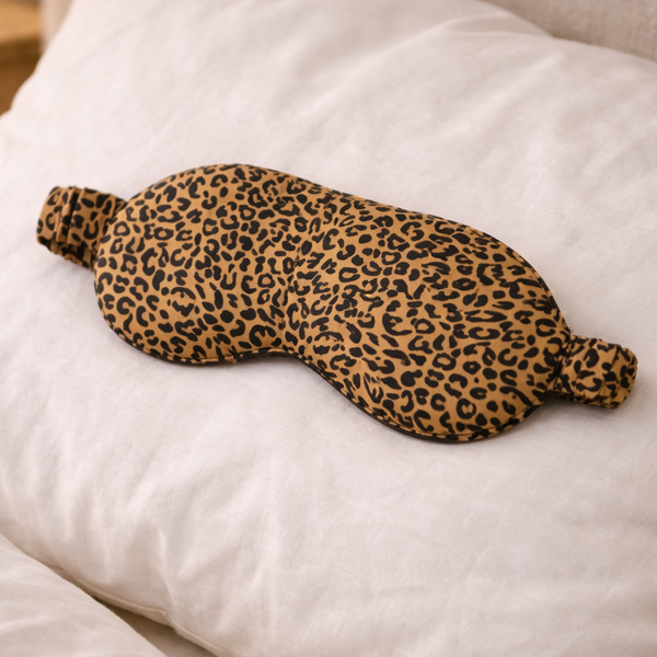 Mascherina Per Dormire In Seta Naturale Stampa Leopardo - Morbida E Regolabile