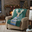 Plaid in Lana Cotta con Alce Natalizio - Moose