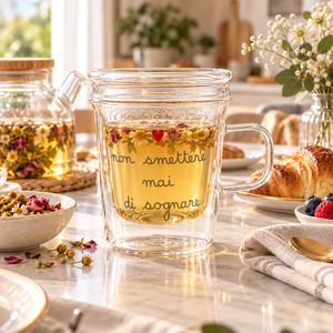 Infusore in Vetro Borosilicato Serigrafato - Non Smettere mai di Sognare