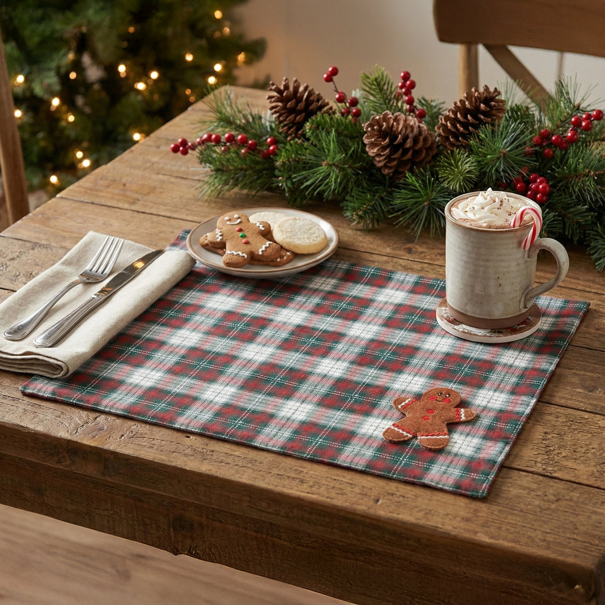 Set 2 Americani in Puro Cotone Stampa Natalizia - Pandizenzero