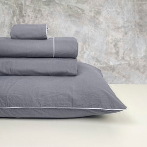 Completo Lenzuola in Percalle di Cotone Stonewashed - Volterra