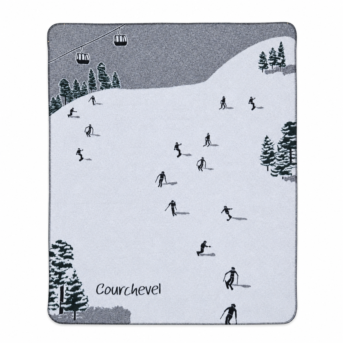Plaid in Lana Cotta Fantasia Sciatori - Skiers