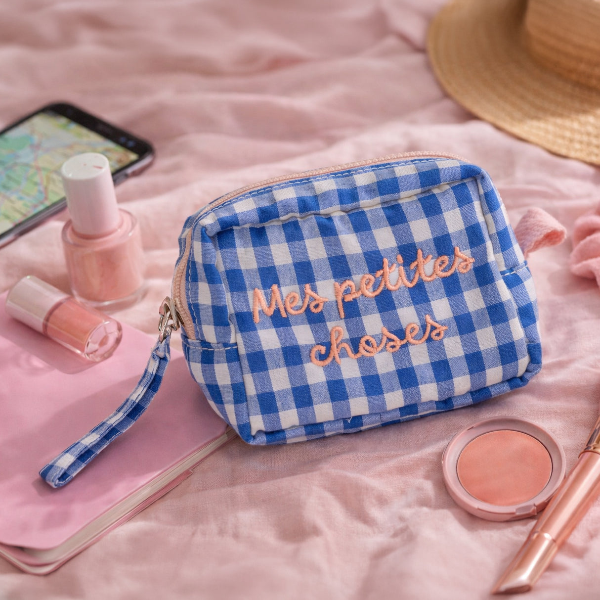 Pochette a Quadretti con Scritta Ricamata - Alice