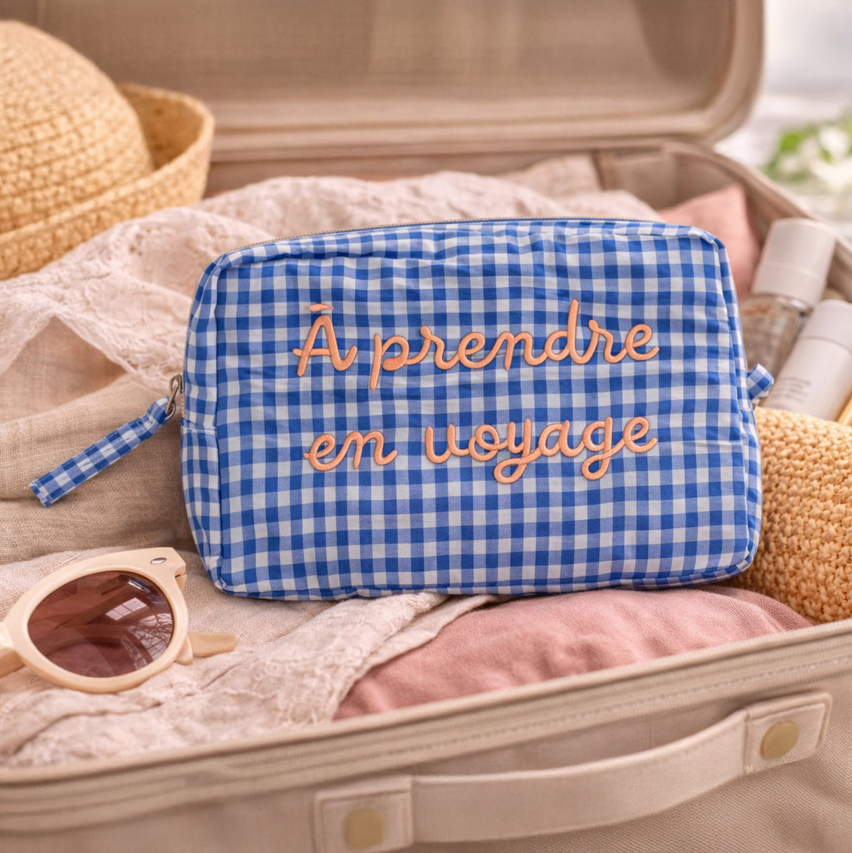 Pochette a Quadretti con Scritta Ricamata - Greta
