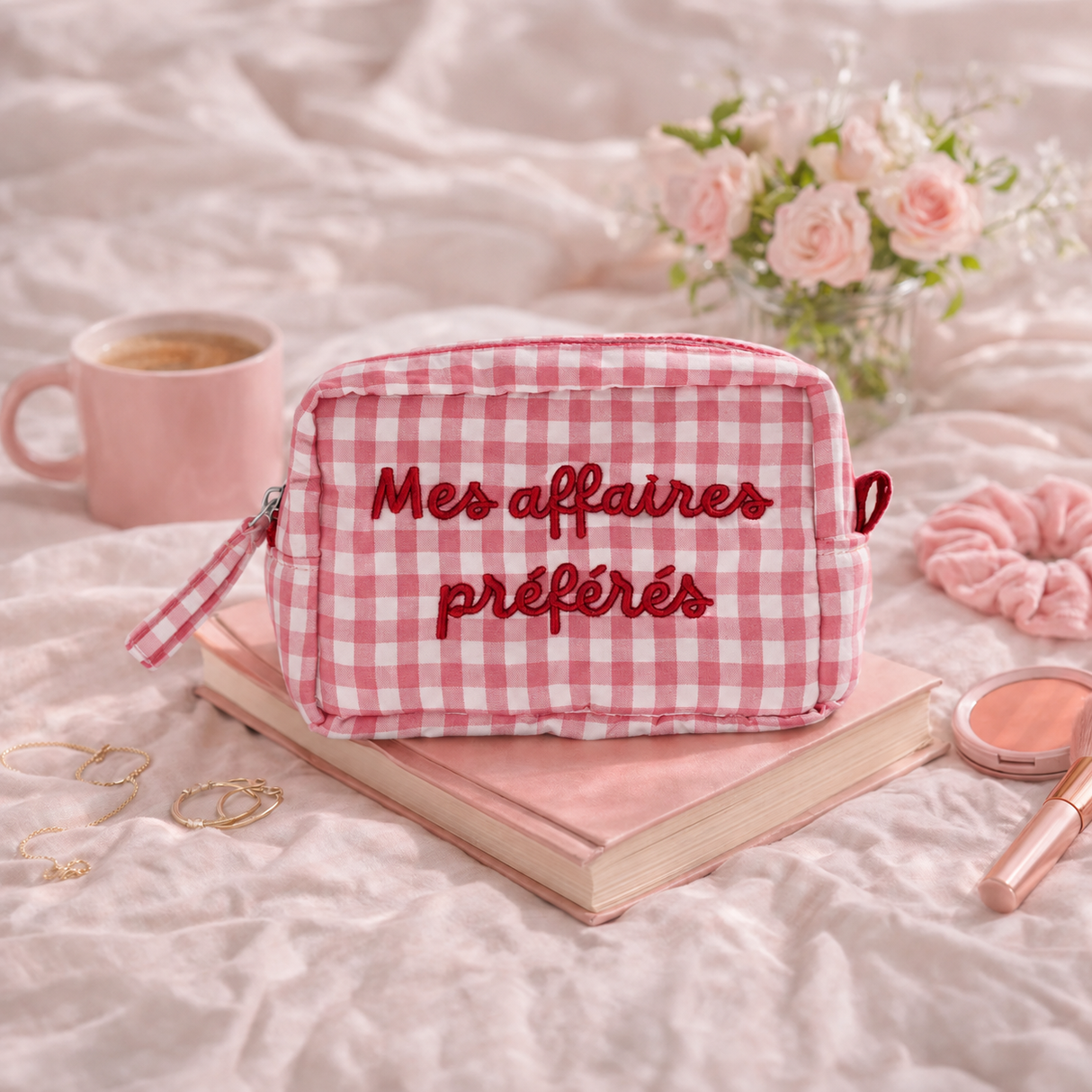Pochette a Quadretti con Scritta Ricamata - Sophie