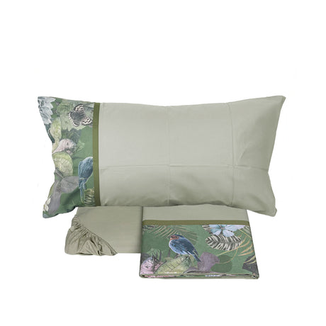 Completo Lenzuola in Flanella di Cotone Fantasia Floreale - Protea