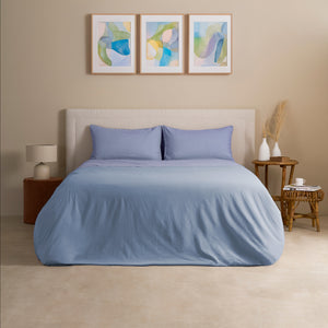 Completo Copripiumino Cotone e Lino StoneWashed No Stiro - Loira