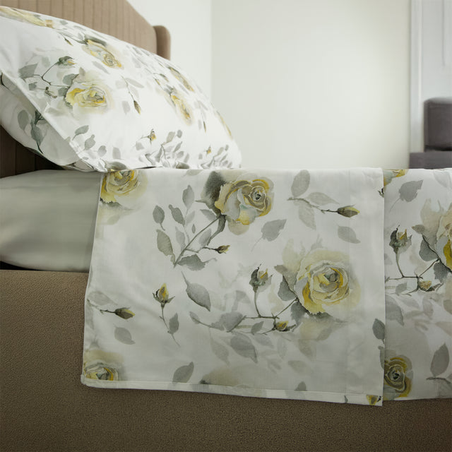 Completo Lenzuola Copriletto in Raso di Cotone Egiziano con Stampa Floreale - Rosaire