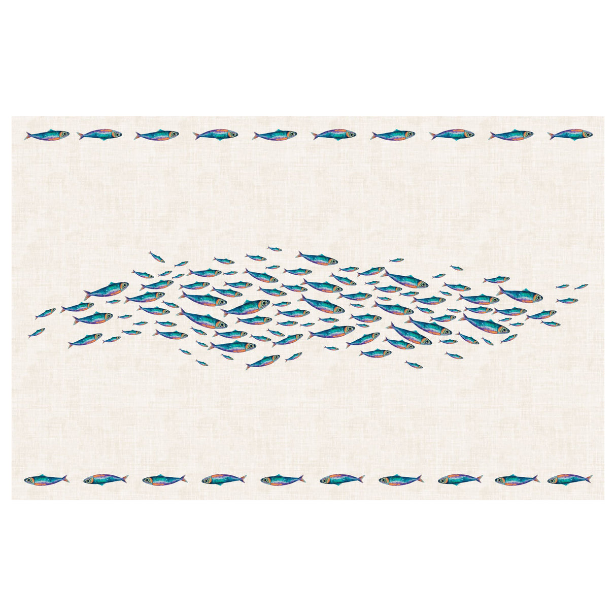 Tovaglia in Raso di Cotone Fantasia Marina - Sardine