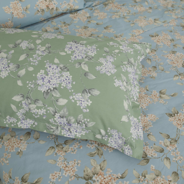 Completo Lenzuola Copriletto in Percalle di Cotone Egiziano con Stampa Floreale - Serenelle