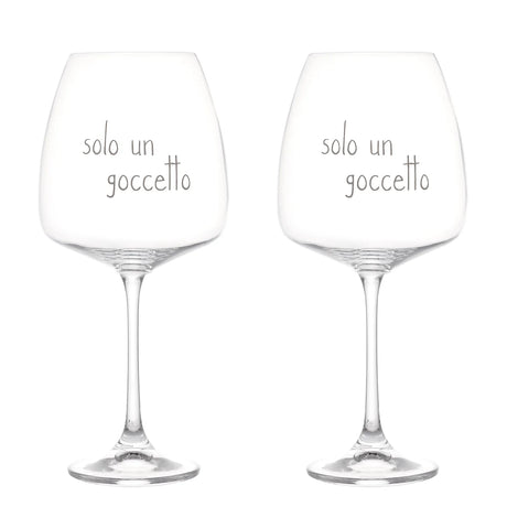 Set 2 Calici Vino in Vetro Serigrafati - Solo un Goccetto