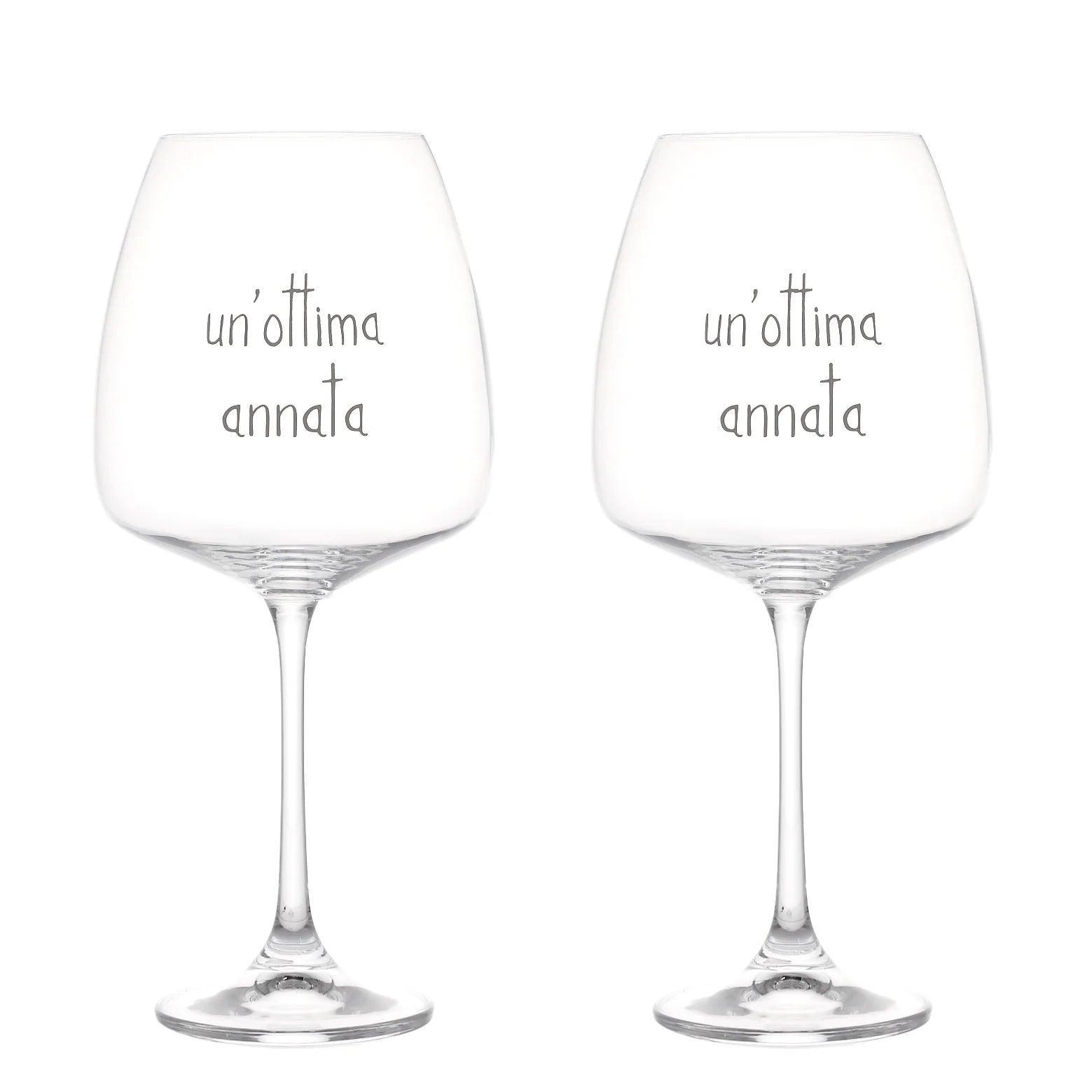 Set 2 Calici Vino in Vetro Serigrafati - Un'Ottima Annata