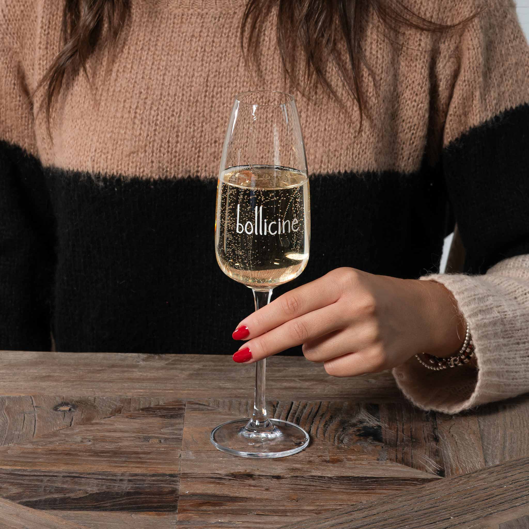 Set 2 Flute in Vetro Borosilicato Serigrafato - Bollicine