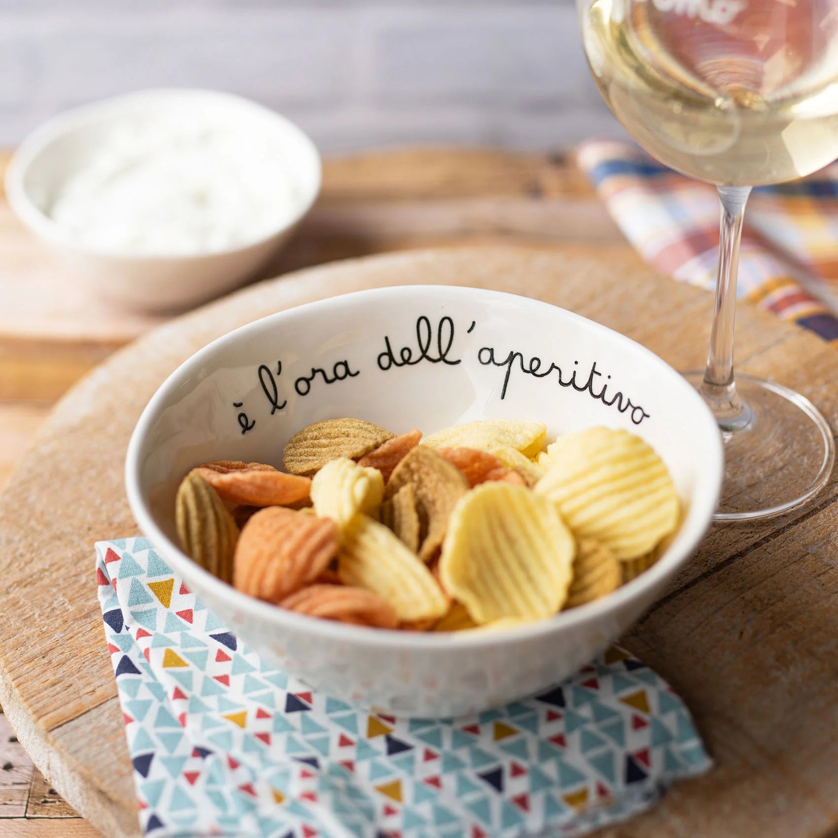 Set 2 Ciotole in Grès Serigrafata - È l'ora dell'Aperitivo