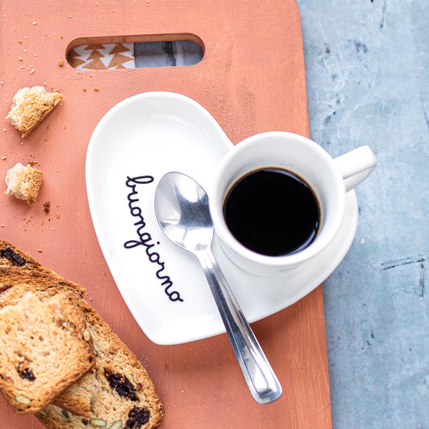 Set 2 Piattini Porta Tazzine in Grès - Buongiorno