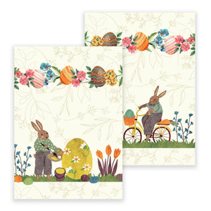 Set 2 Canovacci in Puro Cotone Fantasia Pasquale - Coniglietti di Pasqua