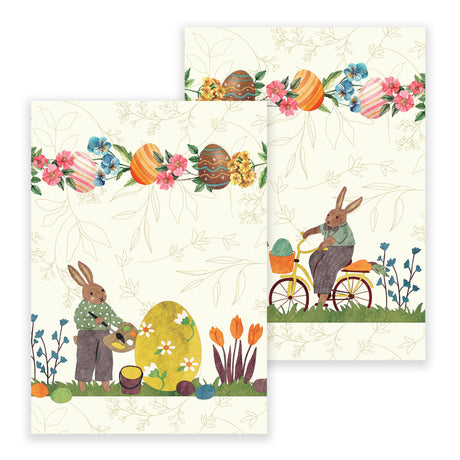 Set 2 Canovacci in Puro Cotone Fantasia Pasquale - Coniglietti di Pasqua