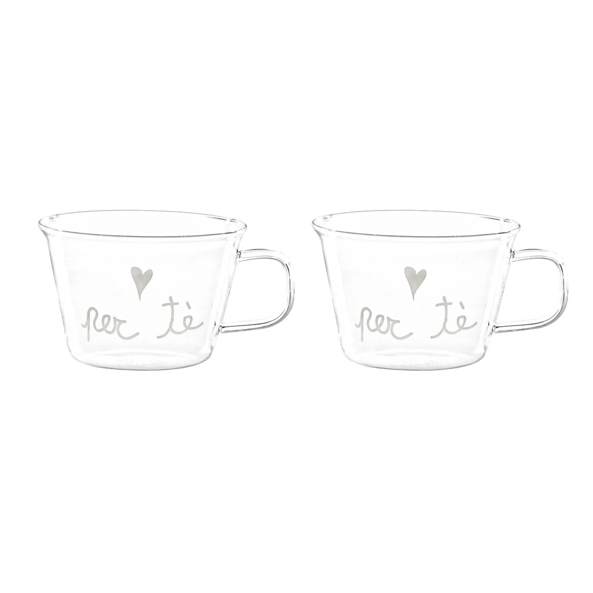 Set 2 Tazze in Vetro Borosilicato Serigrafate - Per Tè
