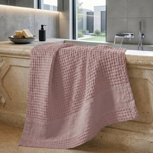 Telo da Bagno Nido d'Ape StoneWashed con Bordo in Lino - Jaspy