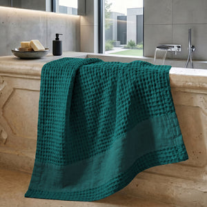 Telo da Bagno Nido d'Ape StoneWashed con Bordo in Lino - Jaspy