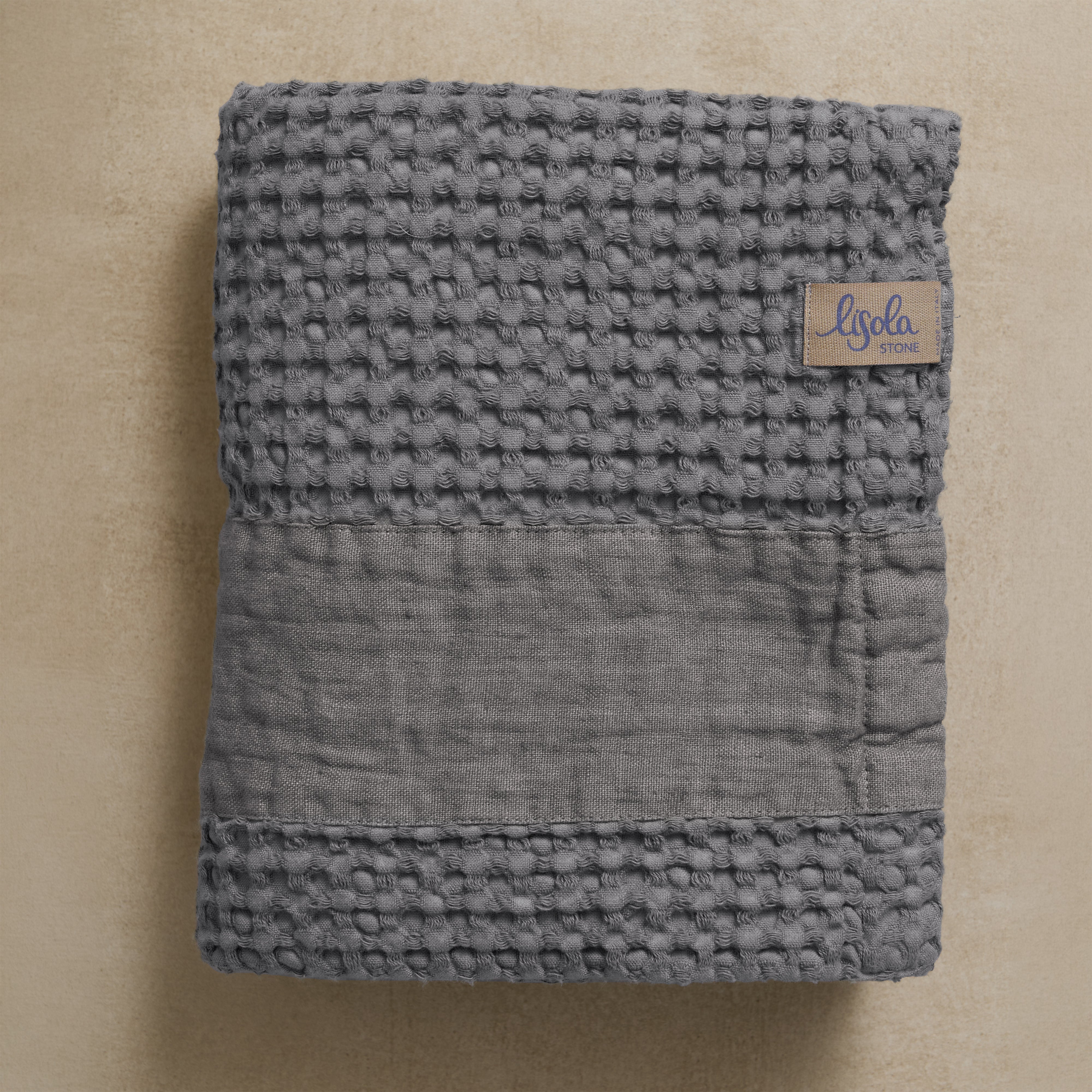 Telo da Bagno Nido d'Ape StoneWashed con Bordo in Lino - Jaspy