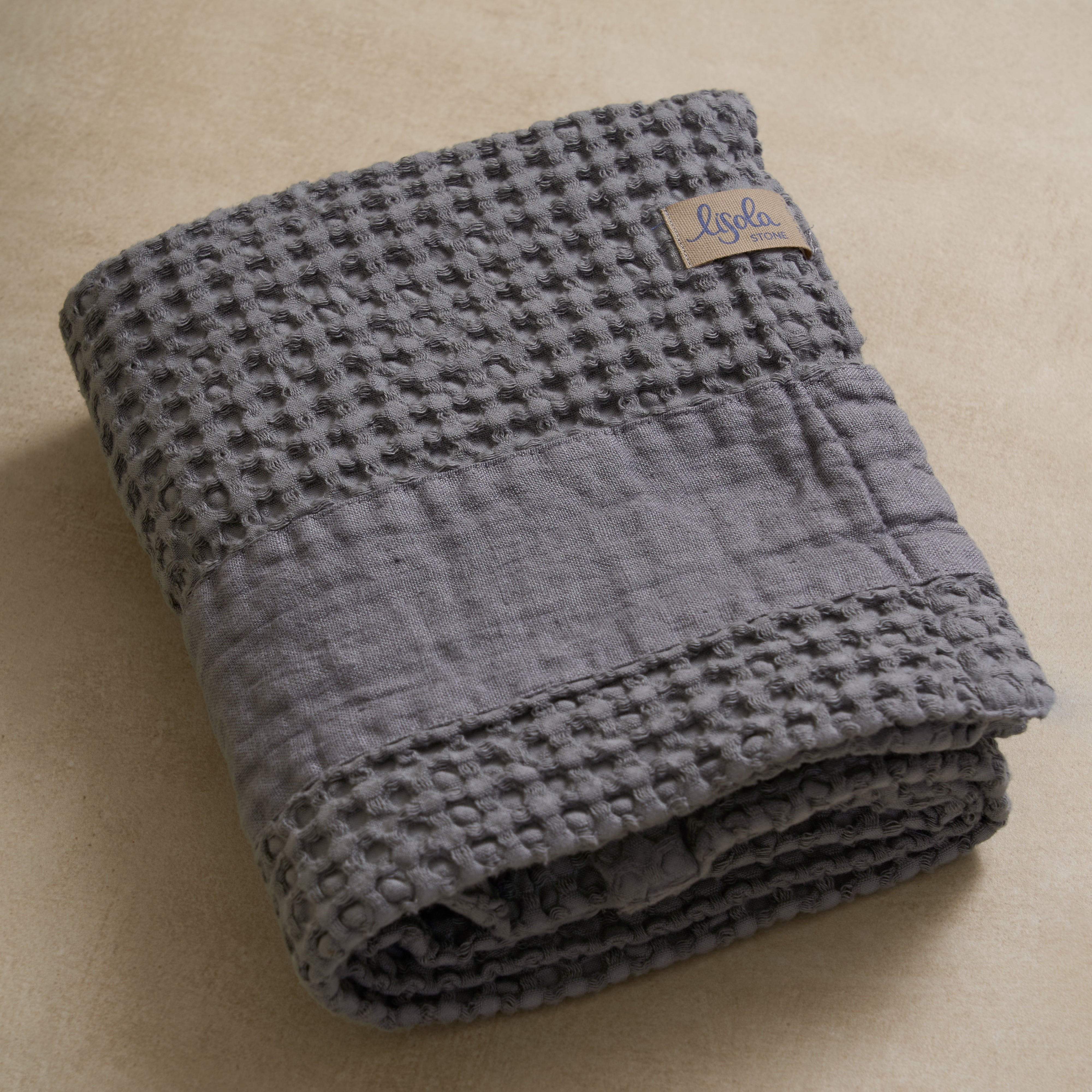 Telo da Bagno Nido d'Ape StoneWashed con Bordo in Lino - Jaspy