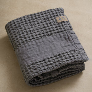 Telo da Bagno Nido d'Ape StoneWashed con Bordo in Lino - Jaspy