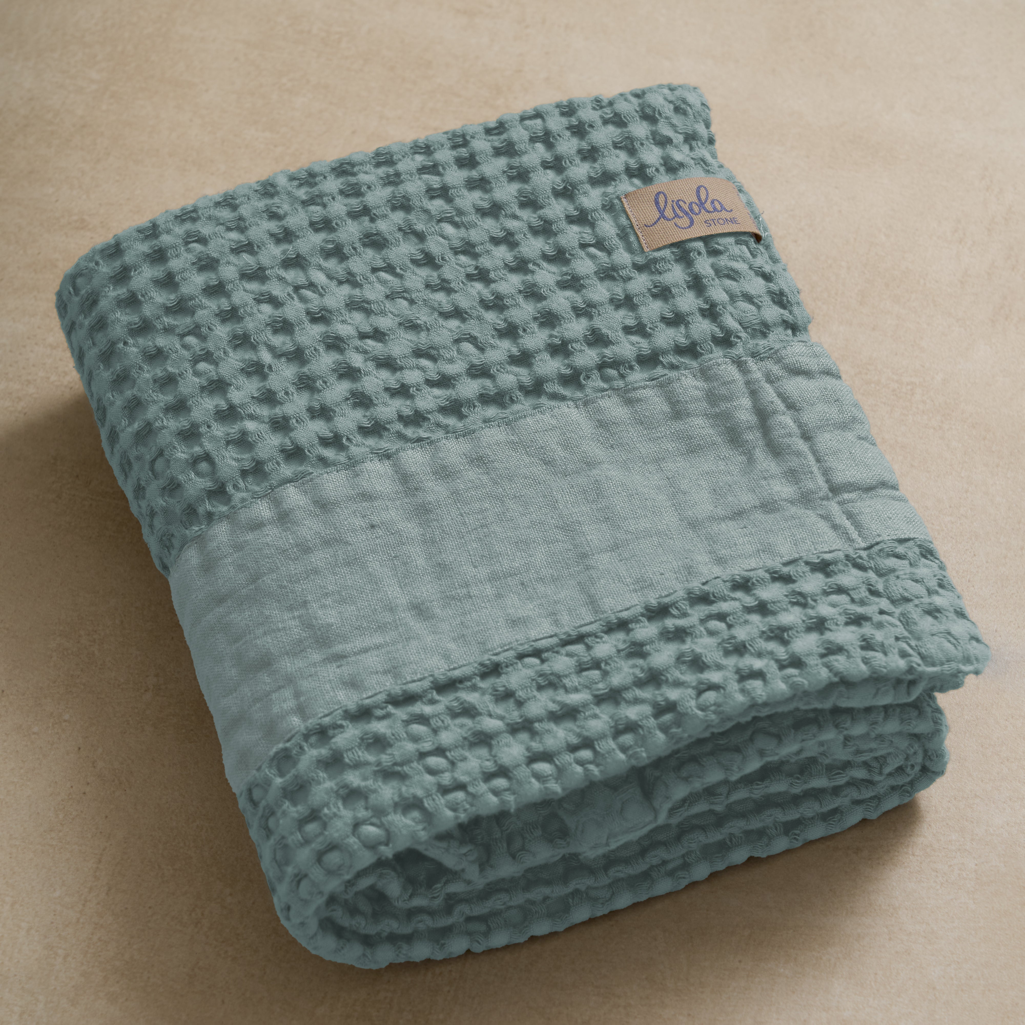 Telo da Bagno Nido d'Ape StoneWashed con Bordo in Lino - Jaspy