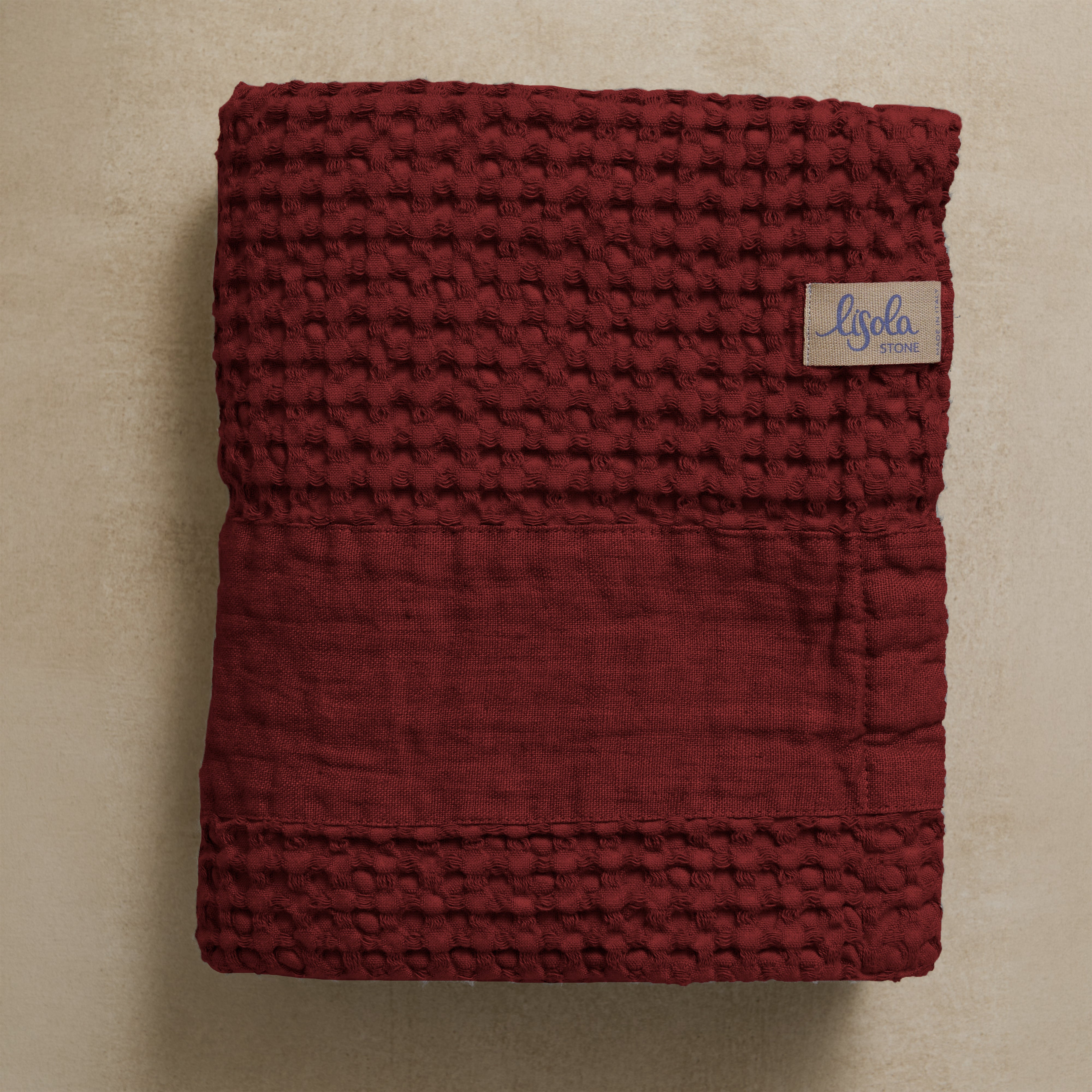 Telo da Bagno Nido d'Ape StoneWashed con Bordo in Lino - Jaspy