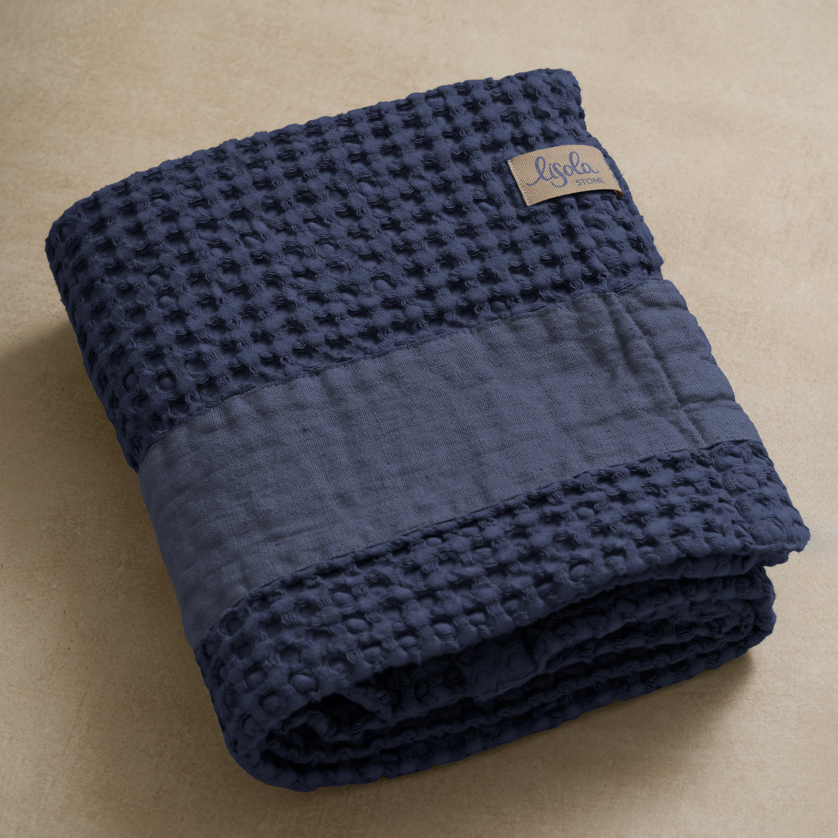 Telo da Bagno Nido d'Ape StoneWashed con Bordo in Lino - Jaspy