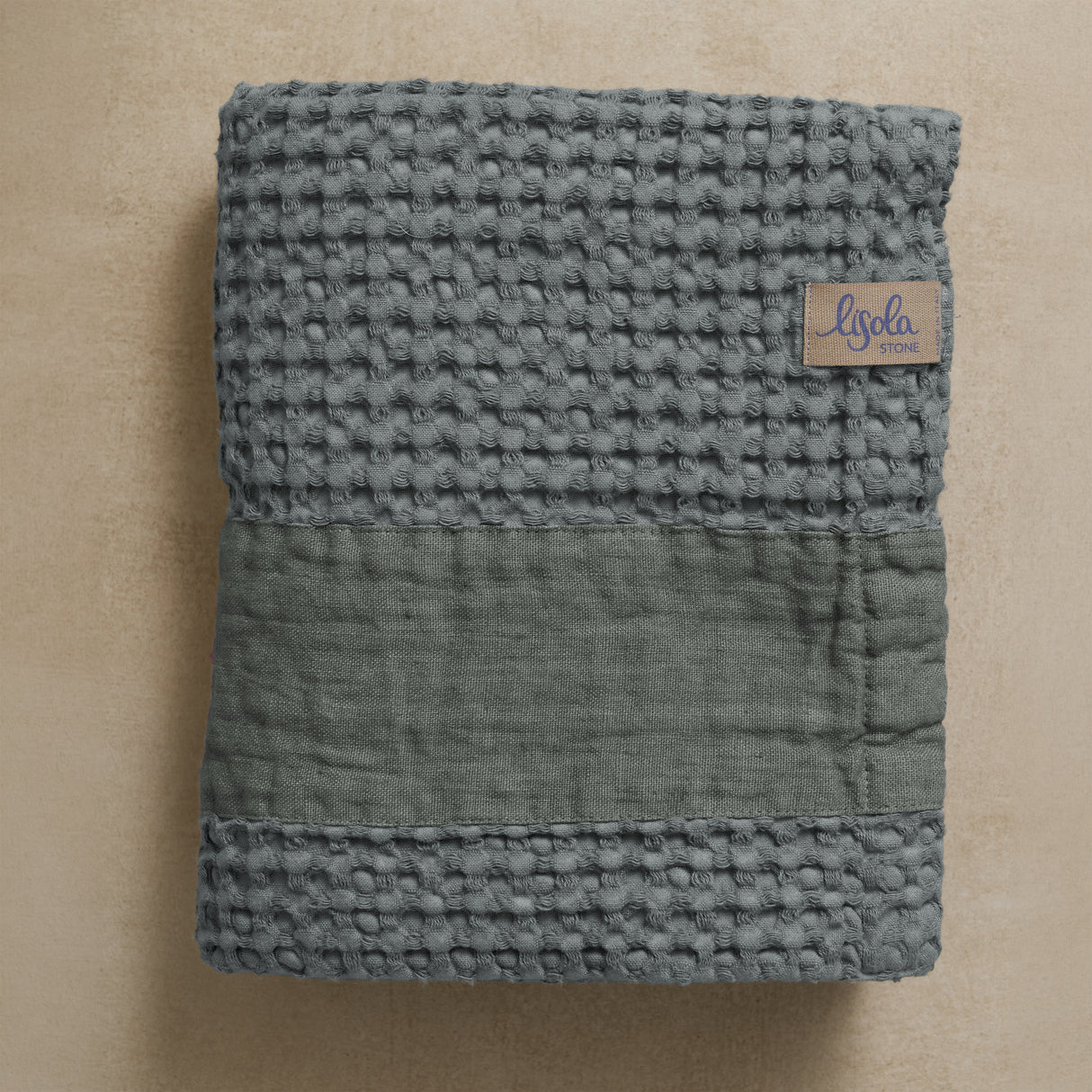 Telo da Bagno Nido d'Ape StoneWashed con Bordo in Lino - Jaspy