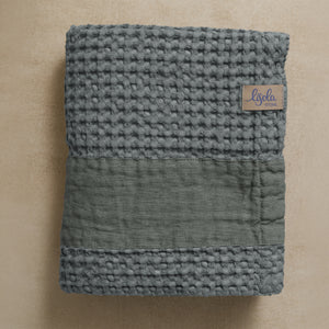 Telo da Bagno Nido d'Ape StoneWashed con Bordo in Lino - Jaspy